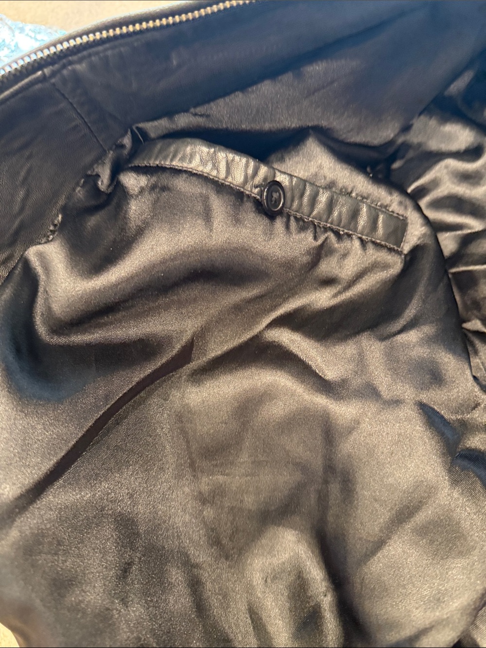 Hathaway Black soft Leather bomber Jacket customized Harley Davidson patch - Picture 4 of 13